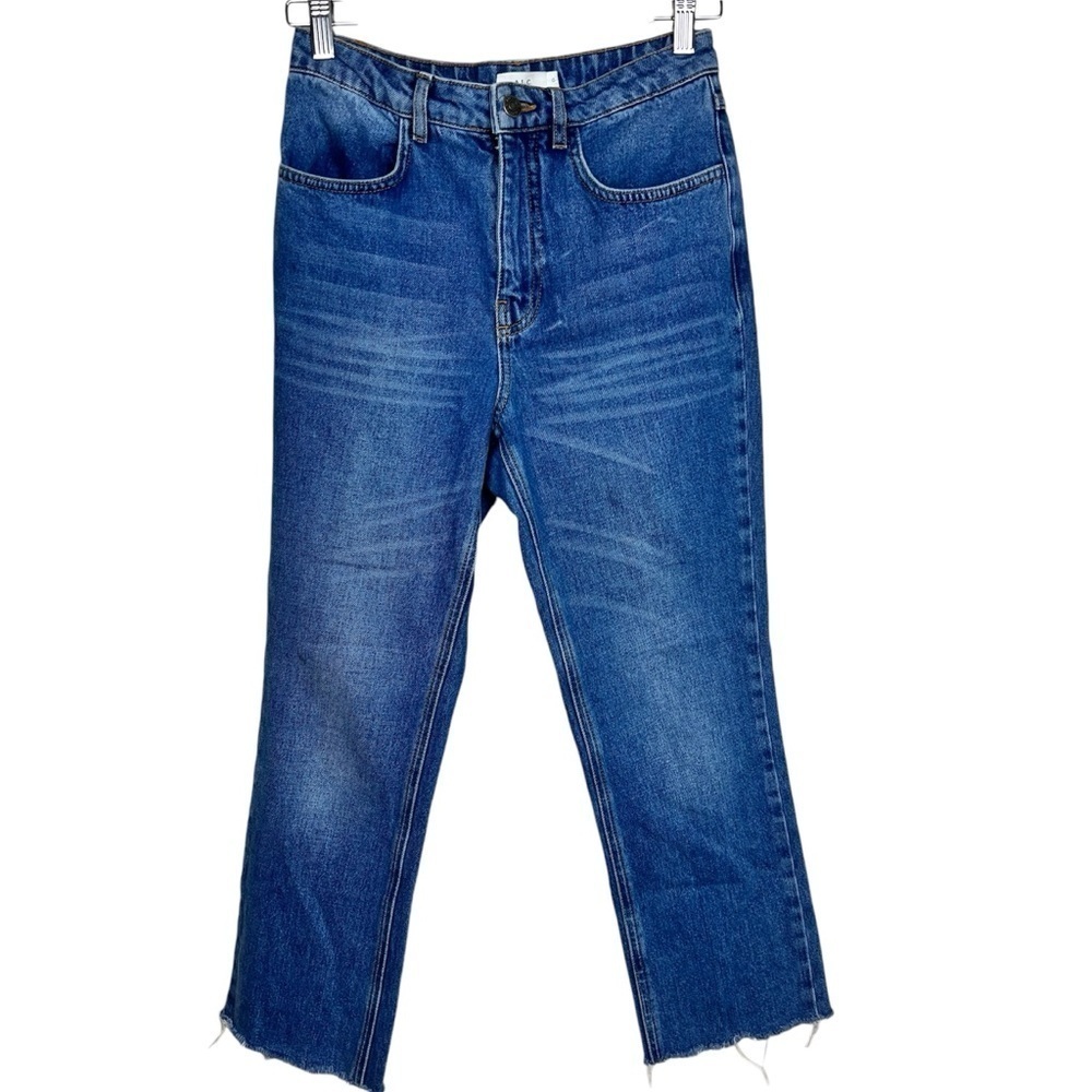 A.L.C. High Waist Raw Hem Jeans 0 Blue Cotton